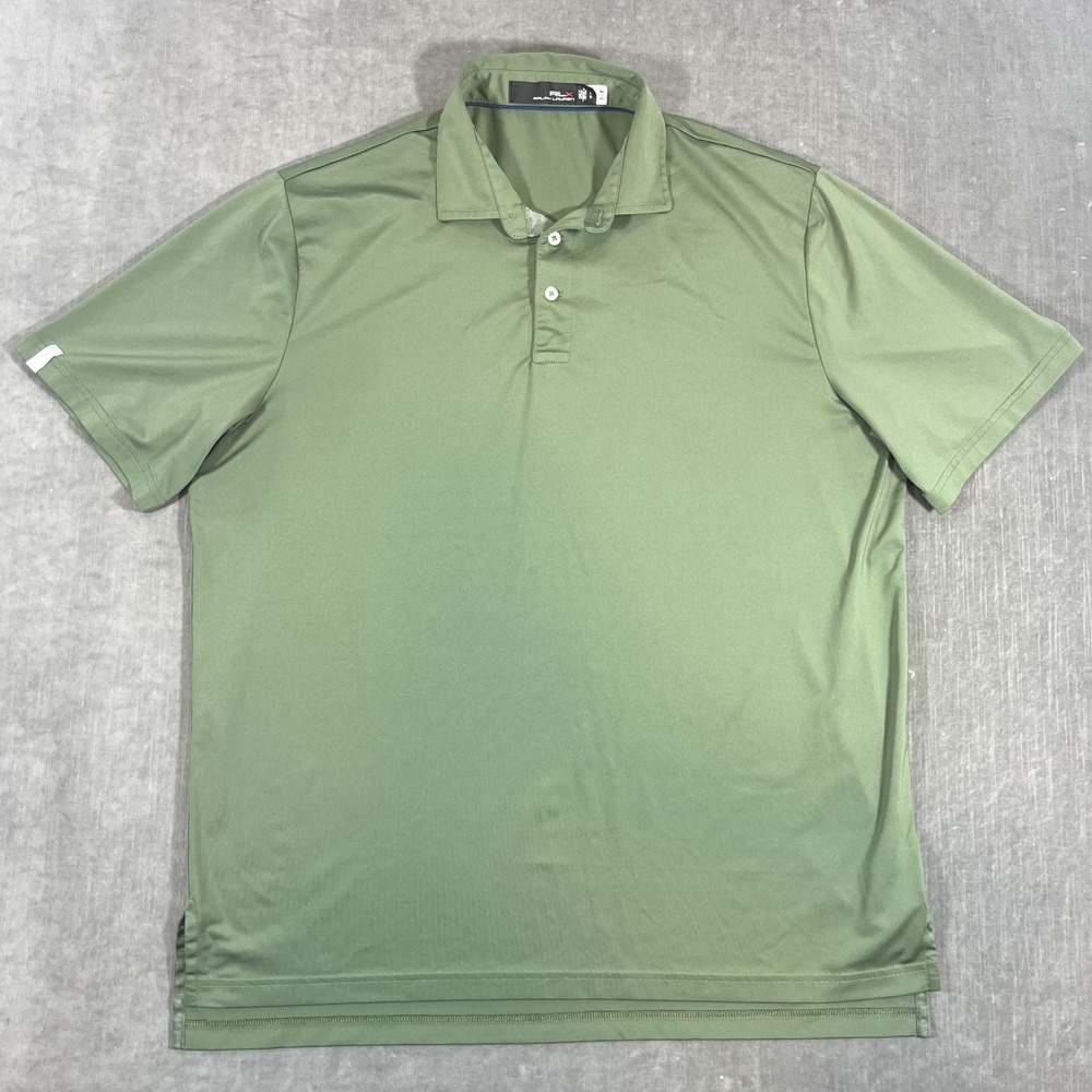 RLX Ralph Lauren Men's Large Green‎ Short Sleeve Golf Polo Shirt